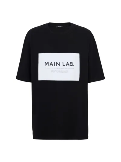 Balmain Logo Detailed Crewneck T-shirt In Black White