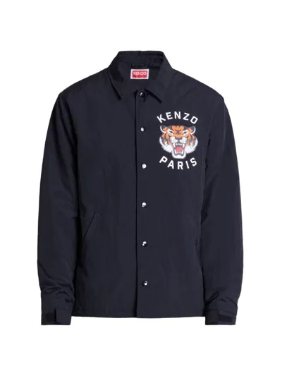 Kenzo Tiger-print Water-repellent Jacket In Black