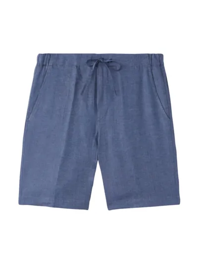 Loro Piana Straight-leg Linen Drawstring Bermuda Shorts In Blue Still Water