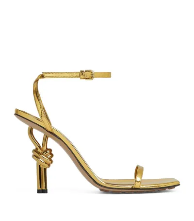 Bottega Veneta Leather Knot Sandals 90 In Gold