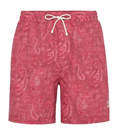 Brunello Cucinelli Paisley-print Swim Shorts In Red