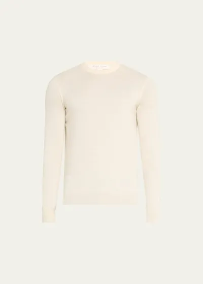 Ralph Lauren Purple Label Men's Cashmere Crew Sweater In Cream