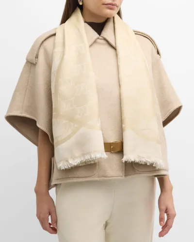 Max Mara Tronto Beige Silk Square Scarf In Sand