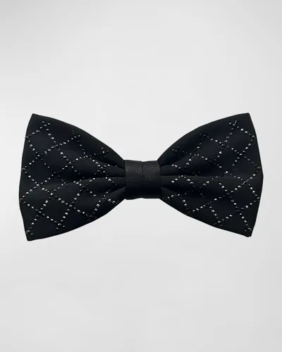 Stefano Ricci Men's Silk Crystal-grid Bow Tie In Black