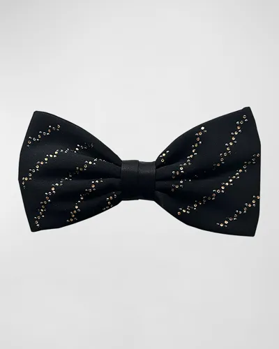 Stefano Ricci Men's Silk Crystal-diagonal Bow Tie In Black