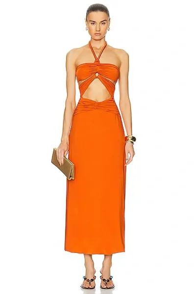 Maygel Coronel Migramah Twisted Cutout Maxi Dress In Orange