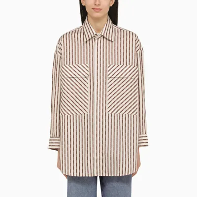 Amiri Alabaster Coloured Oversize Cotton Shirt In Multicolor