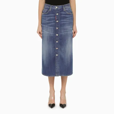 Dsquared2 Blue Denim Long Skirt