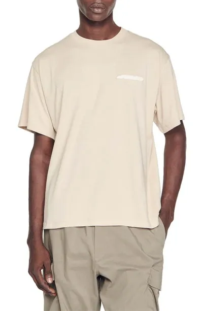 Sandro Rubber Logo Patch T-shirt In Beige