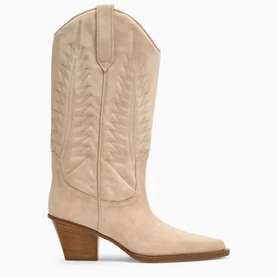 Paris Texas Rosario Suede Cowboy Boots In Beige