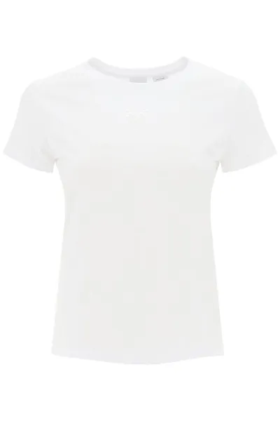 Pinko Embroidered Effect Logo T-shirt In Bright White