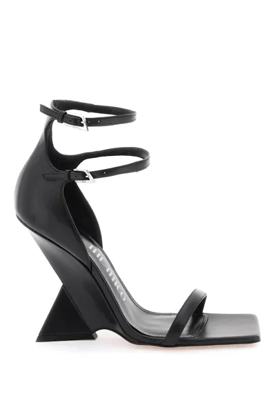 Attico The  Grace Ankle Strap Wedge Sandals In Black