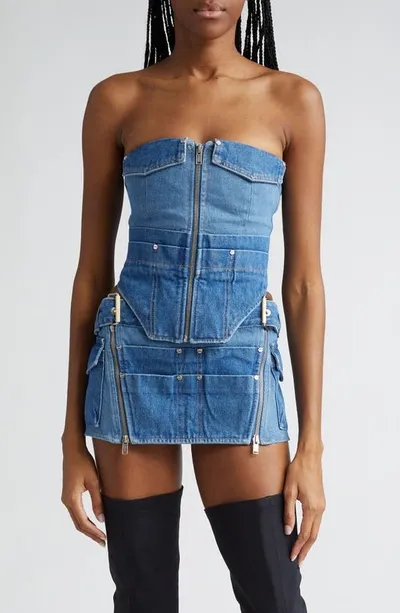 Dion Lee Workwear Denim Corset In Blau