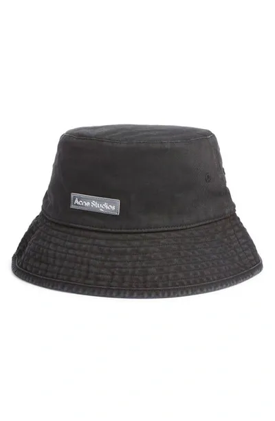 Acne Studios Brimmo Cotton Twill Bucket Hat In Black