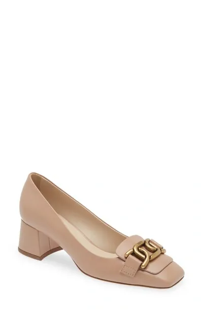 Tod's Kate Chain Block Heel Pump In Brown