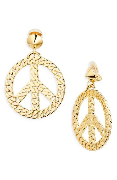 Moschino Peace Clip-on Pendant Earrings In Gold