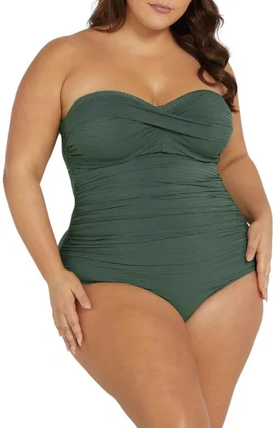 Artesands Aria Botticelli Underwire Bandeau One-piece Swimsuit In Olive