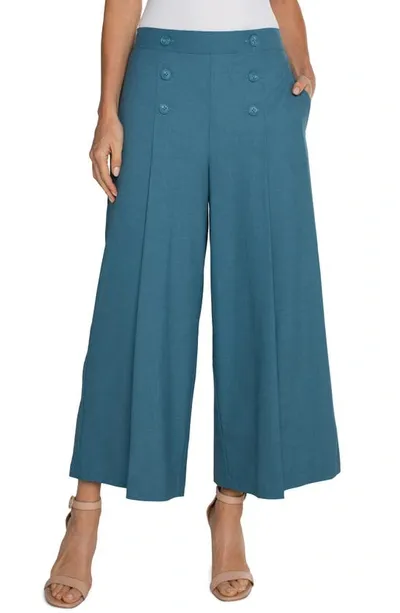 Liverpool Los Angeles Sailor Pleated Wide Leg Pants In Ocean Blue