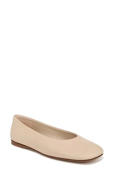 Vince Leah Leather Square-toe Ballerina Flats In Birchsand