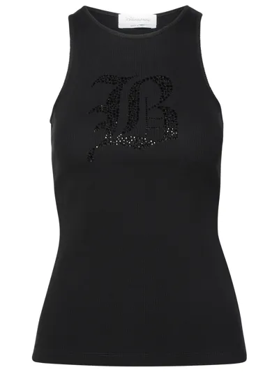 Blumarine Top Con Logo In Black