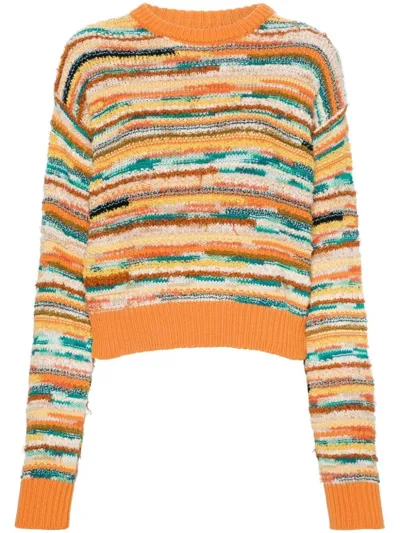 Alanui Madurai Striped Intarsia-knit Jumper In Orange,multicolor