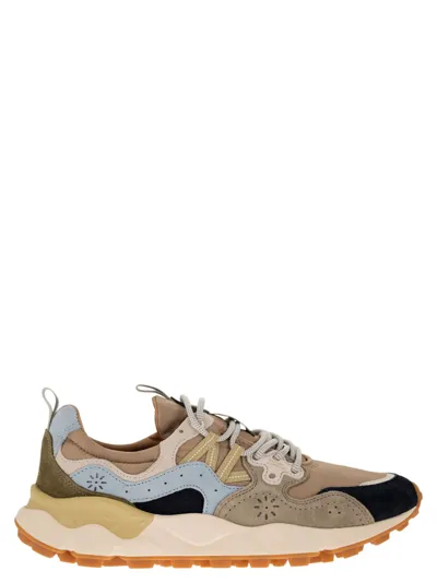 Flower Mountain Yamano 3 Sneakers In Suede And Technical Fabric In Neutrals