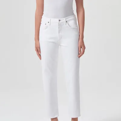 Agolde Toni Mid Rise Straight Fit Jean In Radiate In Marshmallow