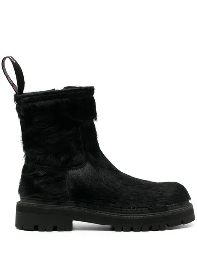 Camperlab Eki Calf-hair Ankle Boots In Black