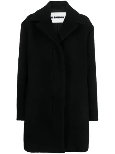 Jil Sander Concealed Wrap Coat In Black