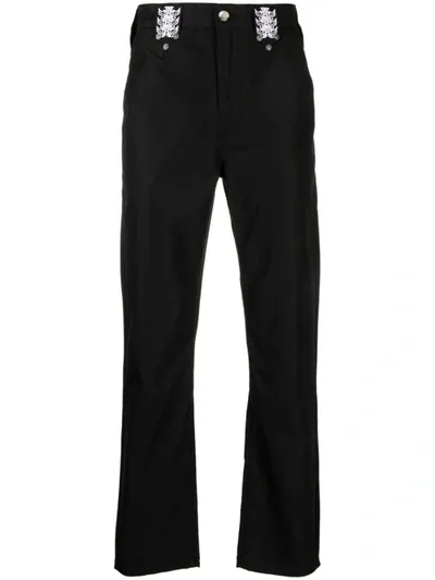 Youths In Balaclava Spine Embroidered Straight-leg Jeans In Black