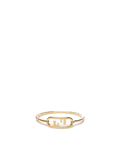 Fendi Logo Plaque Bracelet In Gold