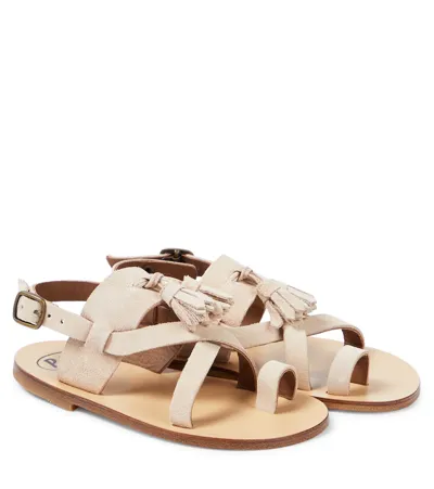 Pèpè Kids' Scamosciato Fringed Suede Sandals In Beige