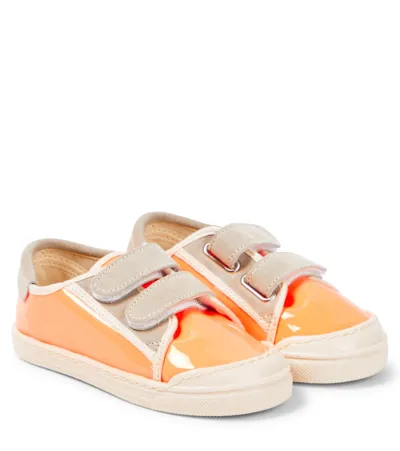 Pèpè Kids' Patent Leather Sneakers In Orange