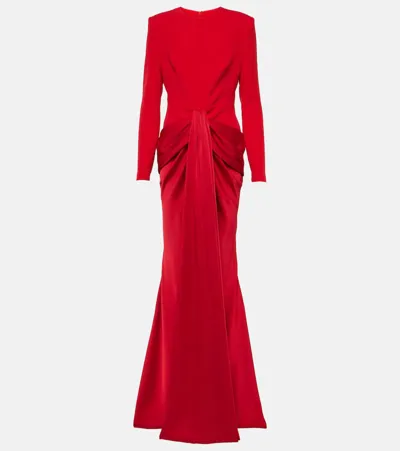 Safiyaa Naira Draped Satin-skirt Long-sleeve Gown In Red