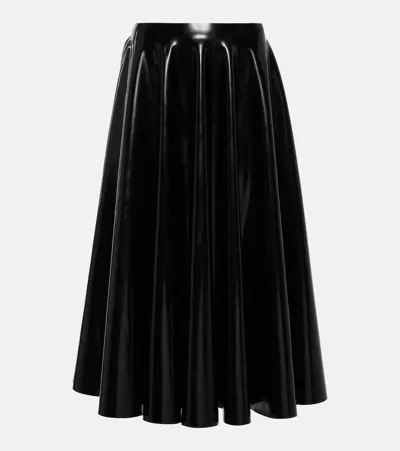 Alaïa Latex Midi Skirt In Black