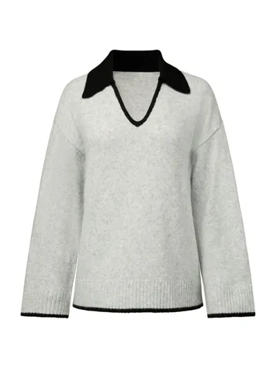 Weworewhat Women's Collared Knit Sweater In Heather Grey Black