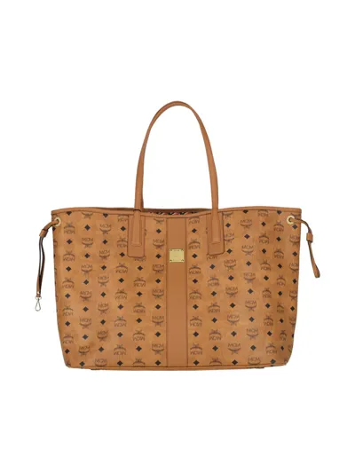 Mcm Liz Reversible Logo Plaque Large Tote Bag In Brown