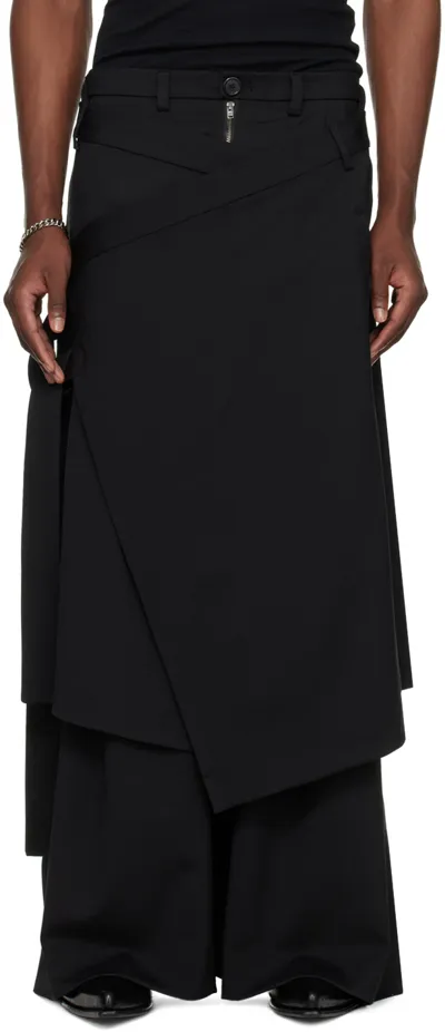 Lu'u Dan Black Apron Midi Skirt