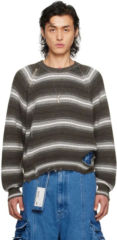 Lu'u Dan Gray Striped Sweater In Stone Grey