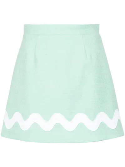 Patou Green Tweed A-line Miniskirt