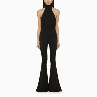 The Andamane Black Viscose Flared Jumpsuit