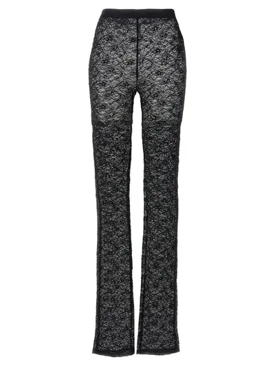 Alessandra Rich Rhinestone Lace Leggings In Black