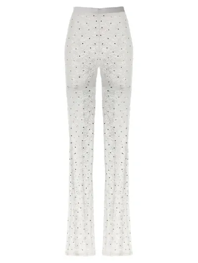 Alessandra Rich Rhinestone Lace Leggings In Blanco