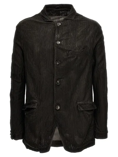 Giorgio Brato Openwork Leather Blazer In Gris