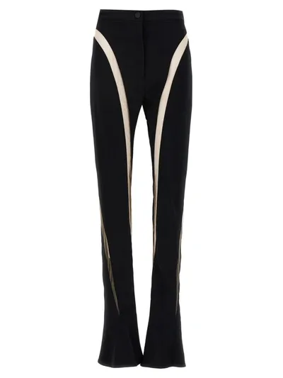 Mugler Mesh Insert Leggings In Black