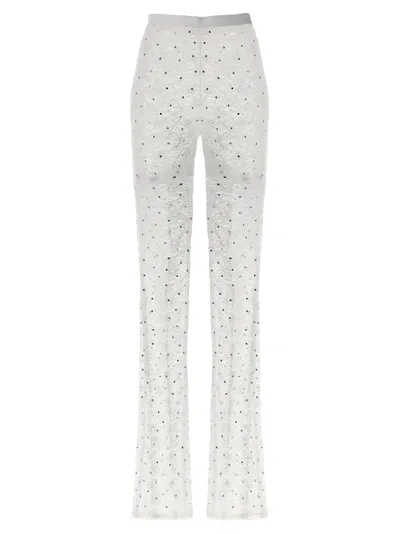 Alessandra Rich Rhinestone Lace Leggings In White