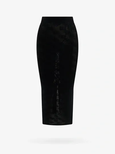 Dolce & Gabbana Mesh-stitch Pencil Skirt With Jacquard Dg Logo In Black