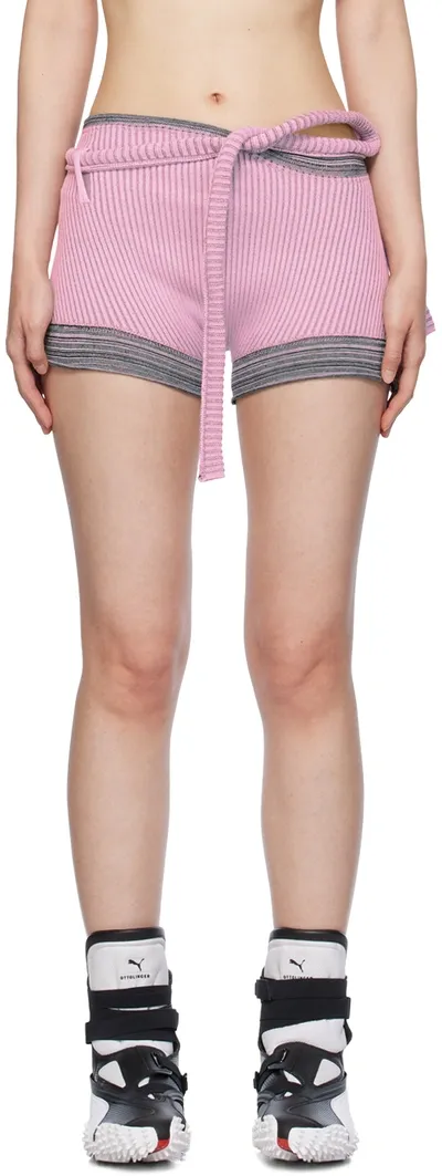 Ottolinger Pink Fringes Shorts In Rose