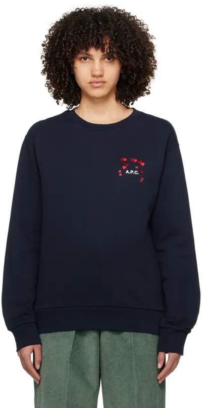 Apc Navy Hearts Sweatshirt In Blue