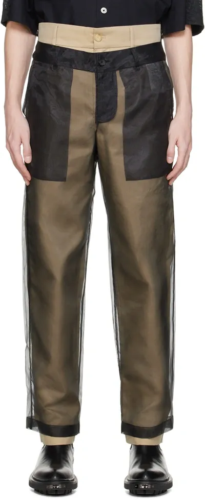 Feng Chen Wang Reversible Layered Trousers In Black